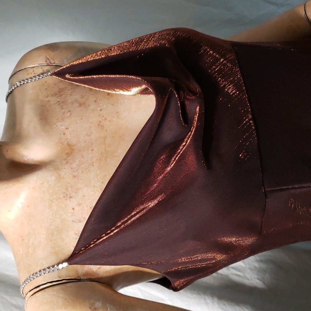 Morgan & Co Brown/ Copper Dress w/ Faux Gem Straps Women's Size 11/12